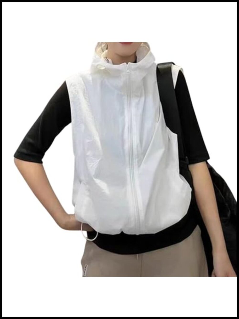 Sleeveless Zip Up Hooded Sun Protection Vest Lightweight Outdoor